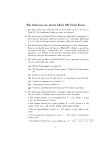 The Information about Math 105 Final Exam