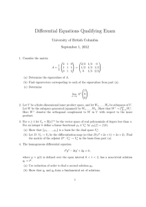 Differential Equations Qualifying Exam University of British Columbia September 1, 2012