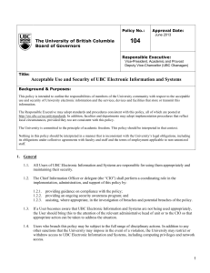 104  Acceptable Use and Security of UBC Electronic Information and Systems