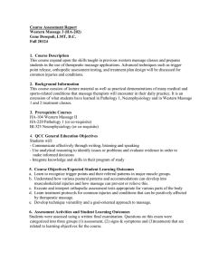 Course Assessment Report Western Massage 3 (HA-202) Gene Desepoli, LMT, D.C. Fall 20124