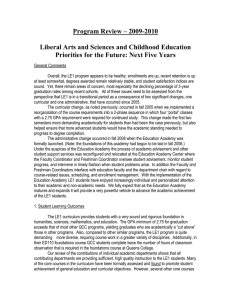 Program Review – 2009-2010  Liberal Arts and Sciences and Childhood Education
