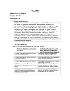 FALL 2002 Department: Chemistry Course: CH-151 Curriculum: