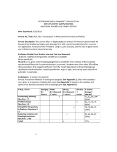 QUEENSBOROUGH COMMUNITY COLLEGE/CUNY DEPARTMENT OF SOCIAL SCIENCES INDIVIDUAL COURSE ASSESSMENT REPORT
