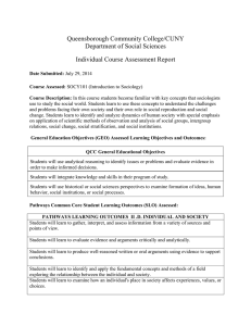 Queensborough Community College/CUNY Department of Social Sciences Individual Course Assessment Report