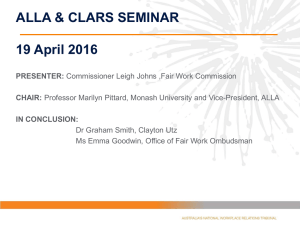 ALLA &amp; CLARS SEMINAR 19 April 2016 PRESENTER: CHAIR: