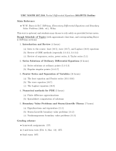UBC MATH 257/316 Partial Differential Equations 2014WT2 Outline Main Reference: