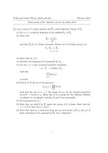 Fields and Galois Theory, Math 422-501 February 2015