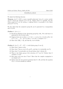 Fields and Galois Theory, Math 422-501 March 2015 Solvability by radicals