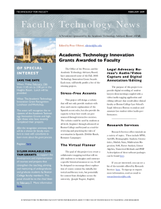 Faculty Technolog y News Academic Technology Innovation Grants Awarded to Faculty OF SPECIAL