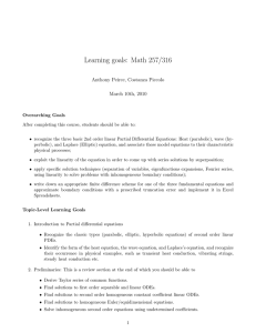 Learning goals: Math 257/316 Anthony Peirce, Costanza Piccolo March 10th, 2010
