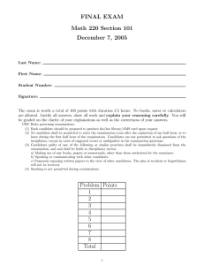 FINAL EXAM Math 220 Section 101 December 7, 2005