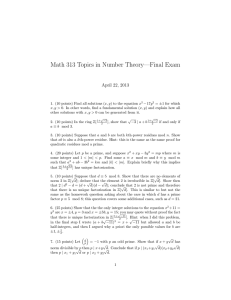 Math 313 Topics in Number Theory—Final Exam April 22, 2013