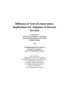 Diffusion of Network Innovation: Implications for Adoption of Internet Services