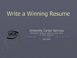Write a Winning Resume University Career Services