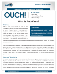 What Is Anti-Virus? Guest Editor Overview OUCH! | December 2014