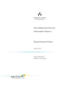 Fast Settlement Service Information Paper 3 Requirements Phase