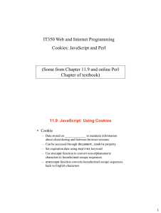 IT350 Web and Internet Programming Cookies: JavaScript and Perl