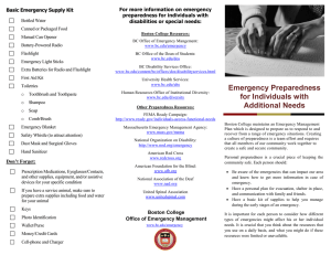 For more information on emergency Basic Emergency Supply Kit