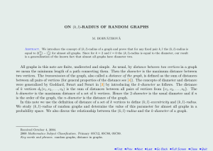 ON (k, l)-RADIUS OF RANDOM GRAPHS
