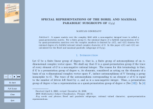 SPECIAL REPRESENTATIONS OF THE BOREL AND MAXIMAL PARABOLIC SUBGROUPS OF G (q)
