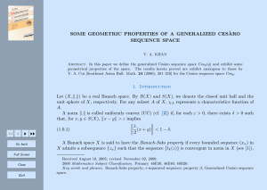 SOME GEOMETRIC PROPERTIES OF A GENERALIZED CES ` ARO SEQUENCE SPACE