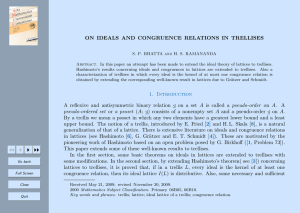 ON IDEALS AND CONGRUENCE RELATIONS IN TRELLISES