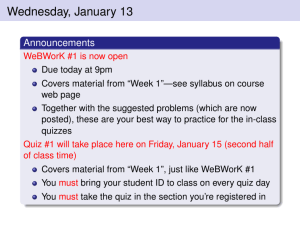 Wednesday, January 13 Announcements