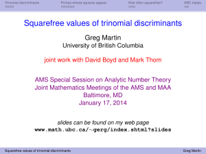 Squarefree values of trinomial discriminants Greg Martin