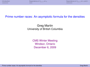 Prime number races: An asymptotic formula for the densities Greg Martin