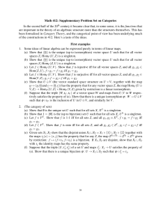 Math 412: Supplementary Problem Set on Categories