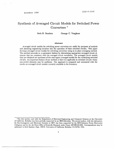 Synthesis  of  Averaged  Circuit Models  for ... Converters  * George  C.  Verghese