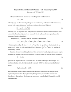 Perpendicular-Axis Theorem for Volumes—C.E. Mungan, Spring 2005  I