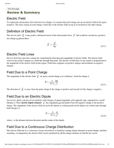 Electric Field Review &amp; Summary