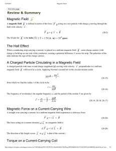 Magnetic Field  The Hall Effect Review &amp; Summary