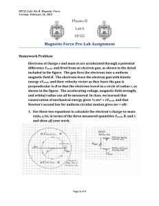 Magnetic	Force	Pre-Lab	Assignment  Physics II Lab 6