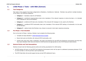 1. LVSS Phase 1 Tests - with RBA (Extract) 1.1 Test Categories