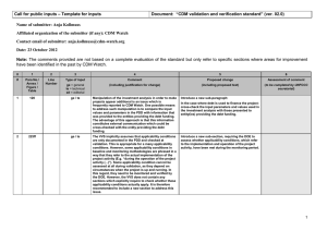 – Template for inputs “CDM validation and verification standard” (ver. 02.0) Document: