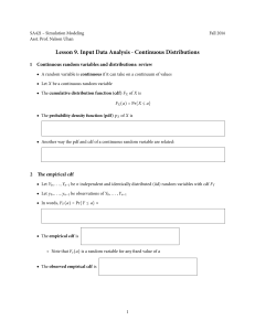Lesson 9. Input Data Analysis - Continuous Distributions