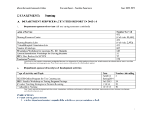 DEPARTMENT: Nursing A.   DEPARTMENT SERVICES/ACTIVITIES REPORT IN 2013-14