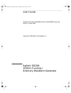 Agilent 33210A 10 MHz Function / Arbitrary Waveform Generator User’s Guide