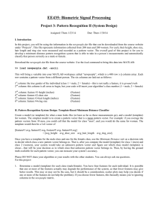 EE435: Biometric Signal Processing Project 3: Pattern Recognition II (System Design)