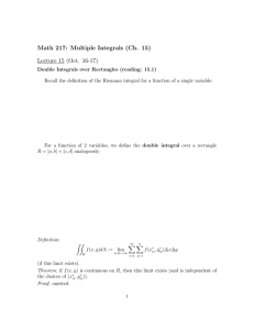 Math 217: Multiple Integrals (Ch. 15) Lecture 15 (Oct. 16-17)