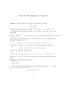 Math 257/316 Assignment 1 Solutions