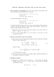 Math 401: Assignment 7 (Due Mon., Mar. 12 at the... 1. Wave equation on the half-line. Solve the wave equation...