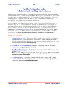 Transition Assistance Information for Enduring Freedom and Iraqi Freedom Veterans