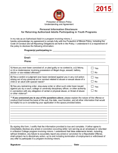Personal Information Disclosure for Returning Authorized Adults Participating in Youth Programs