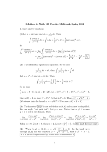 Solutions to Math 105 Practice Midterm2, Spring 2011 u ∫