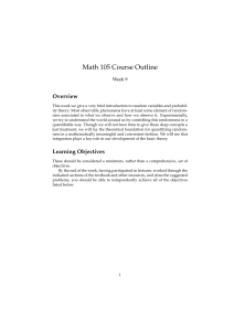 Math 105 Course Outline Overview Week 9
