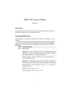 Math 105 Course Outline Overview Week 12