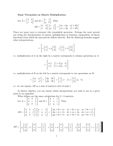 Some Viewpoints on Matrix Multiplication  A B